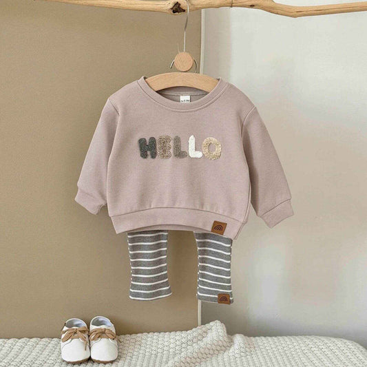 RYAN AND REMI HELLO Striped Pants Set