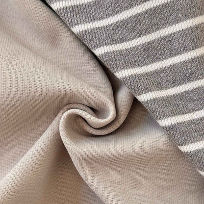 Close-up of beige and gray striped fabric