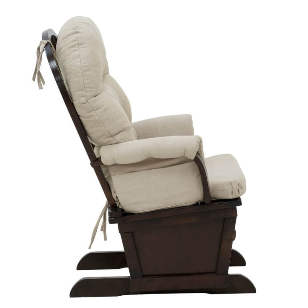 HOMCOM Nursery Glider Rocker with Ottoman | Thick Padded Cushion & Wood Base | Cream White