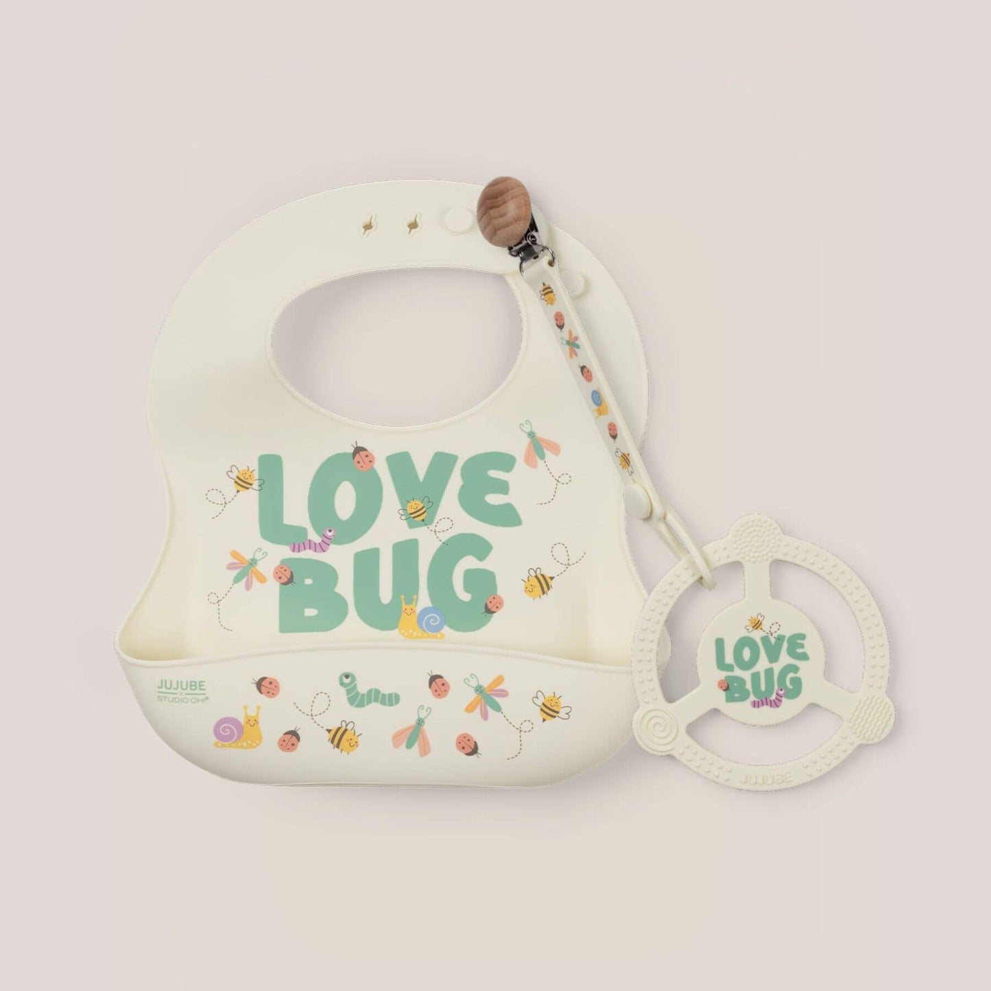 JuJuBe Bib and Teether Baby Bundle - Love Bug