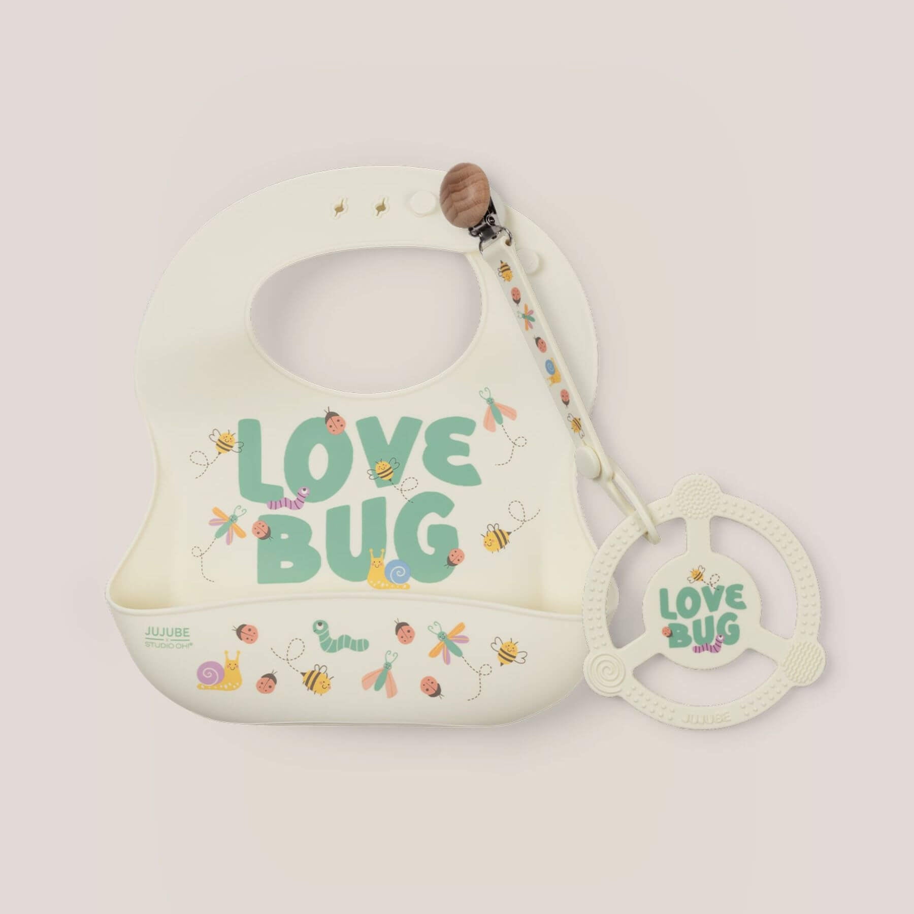 JuJuBe Bib and Teether Baby Bundle - Love Bug