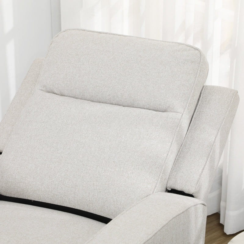 HOMCOM Electric Power Nursery Recliner | Cream White Linen Upholstery Armchair