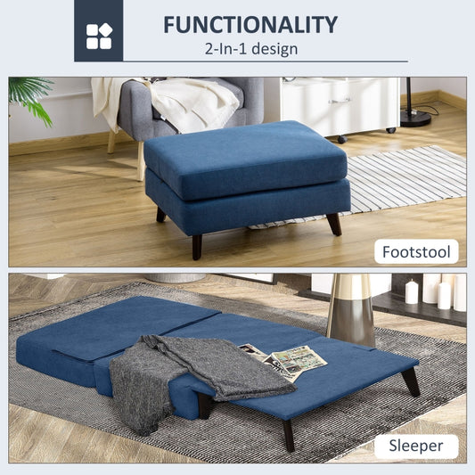 HOMCOM Convertible Sofa Bed | Ottoman Sleeper | Cozy Floor Sofa - Blue