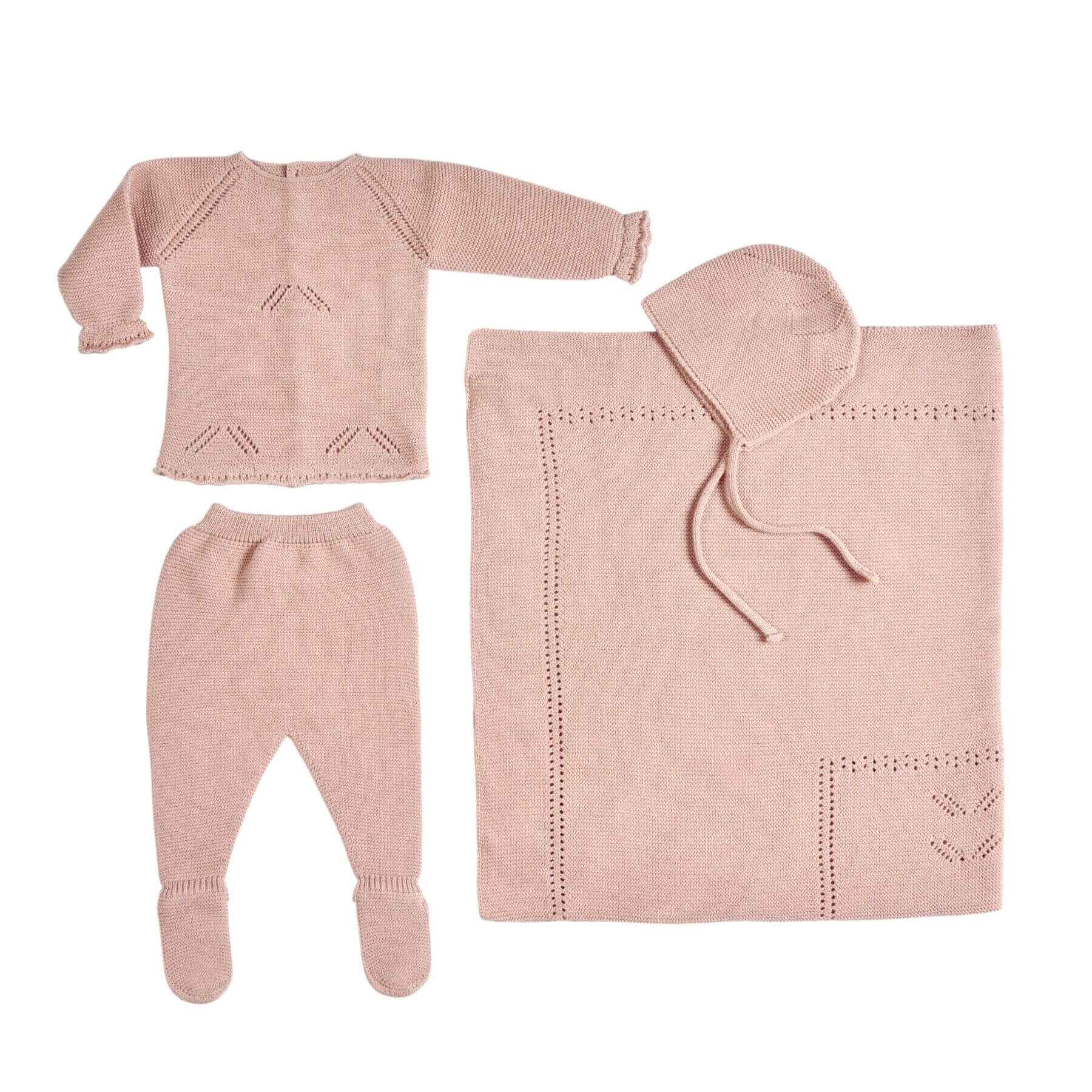 Bebe Sweeny MELI | Baby Girls Dusty Rose Layette Set (4)