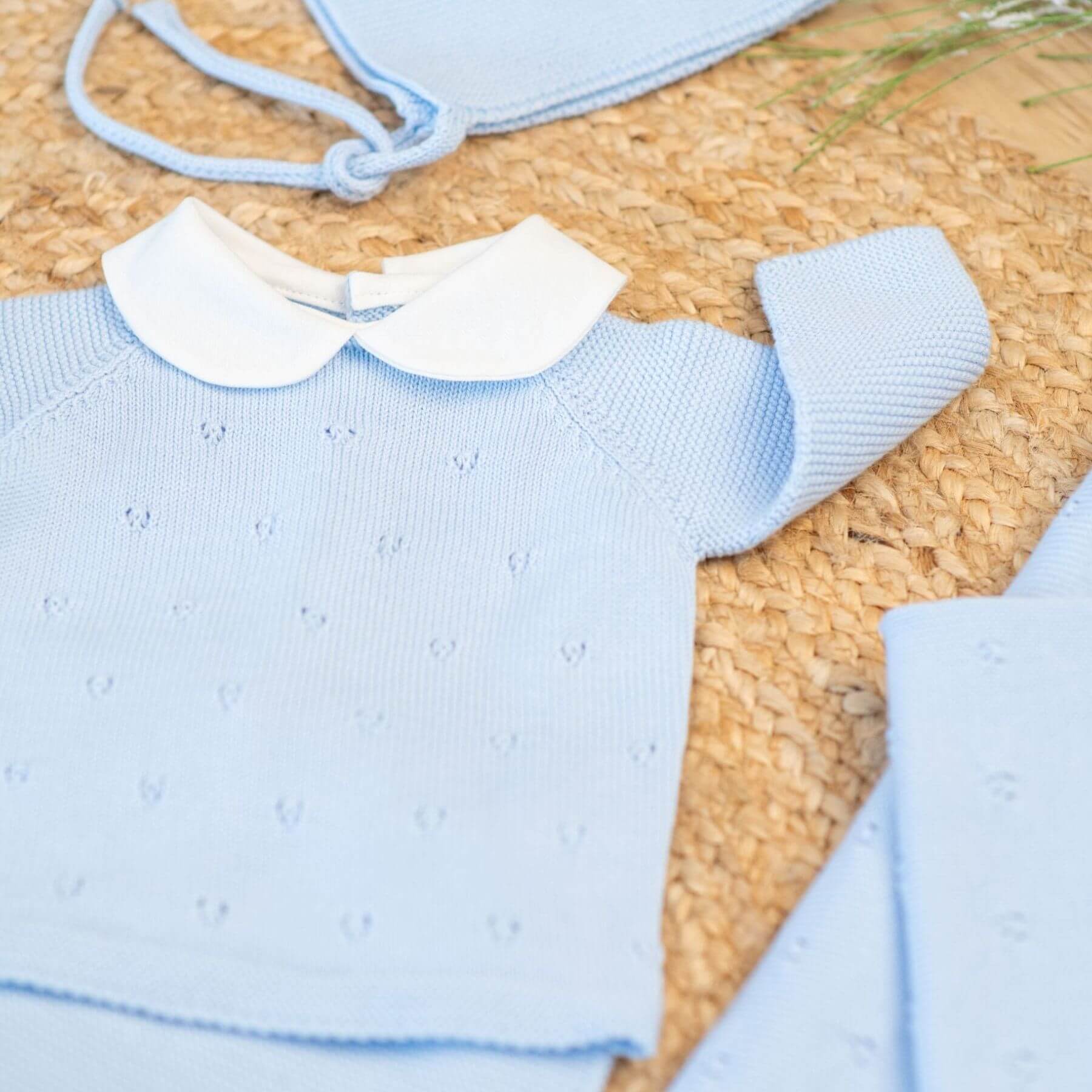 MILOU | Baby Boys Blue Cotton Knit Set
