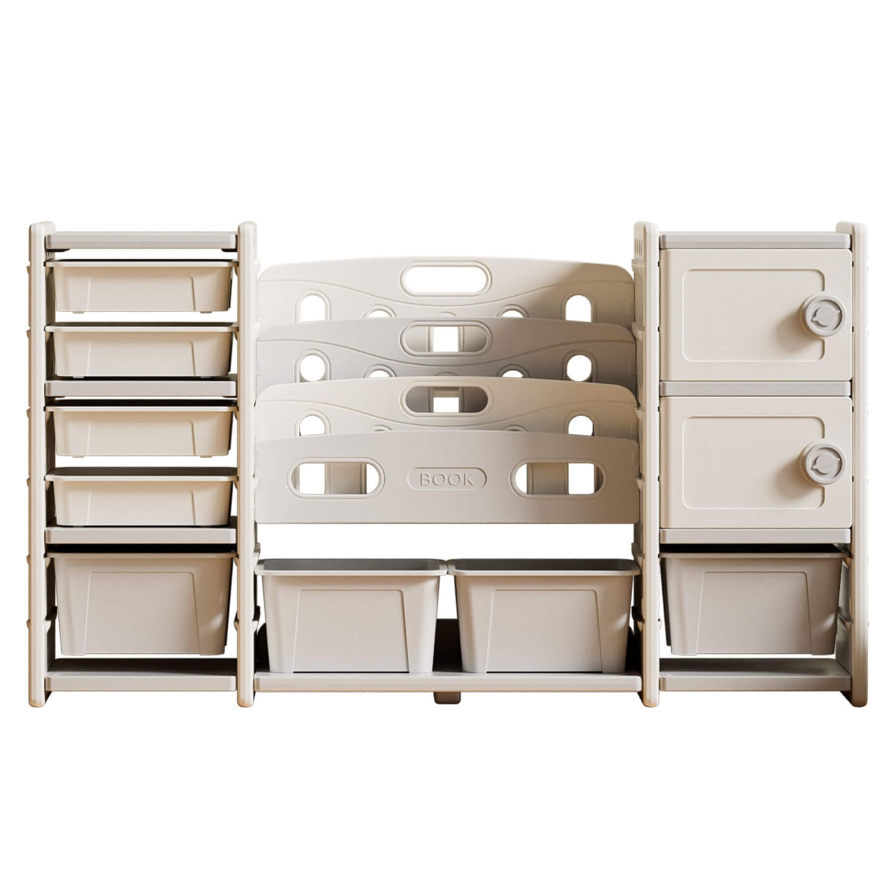 MONTARY Kids Toy Storage Organizer w/ 8 Removable Toy Bins - Ivory