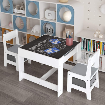 MOONRIVER 3-in-1 Wooden Activity Table - Gray in a playroom setting.