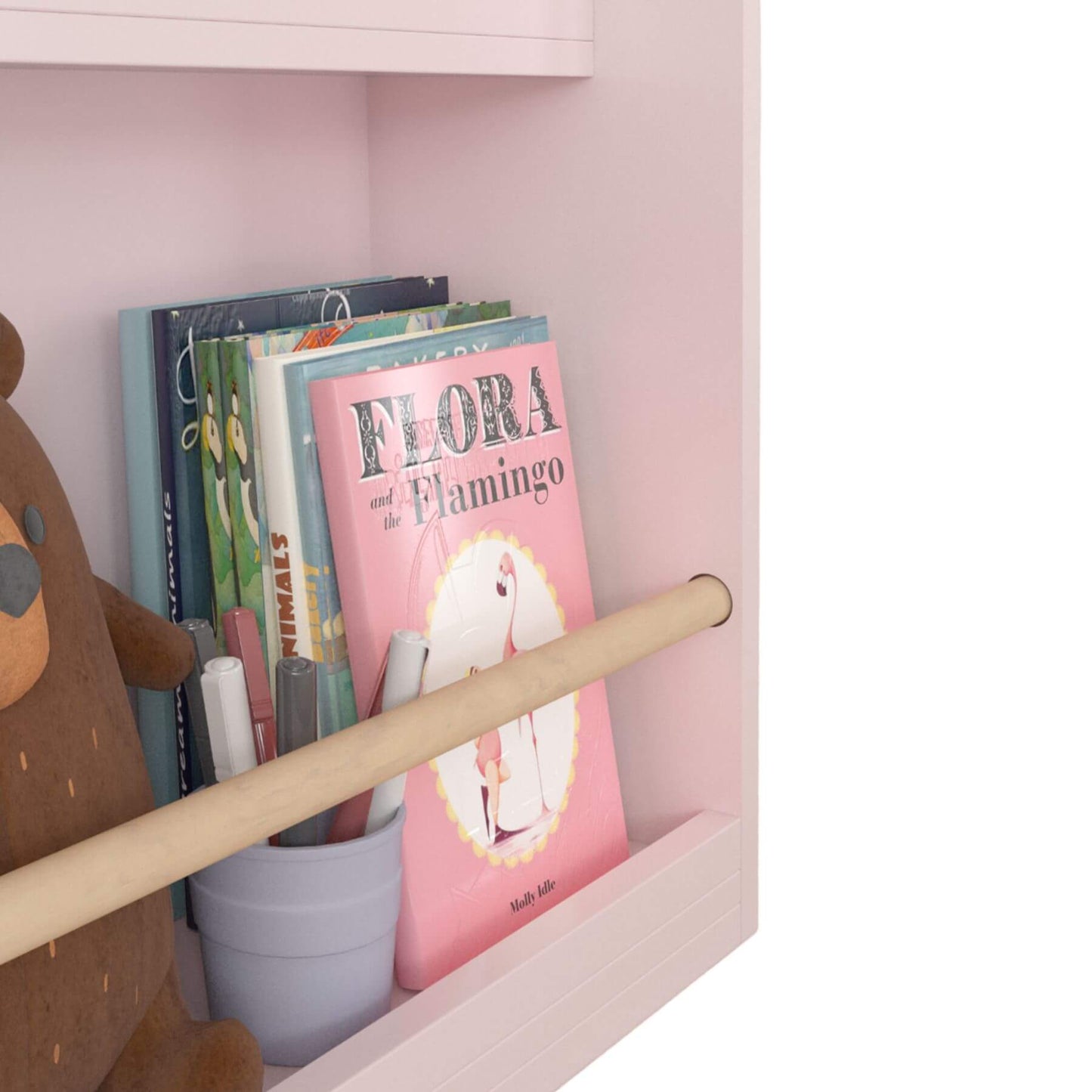 Close-up of MOONRIVER 3 Tier Kids Book Shelf - Pink
