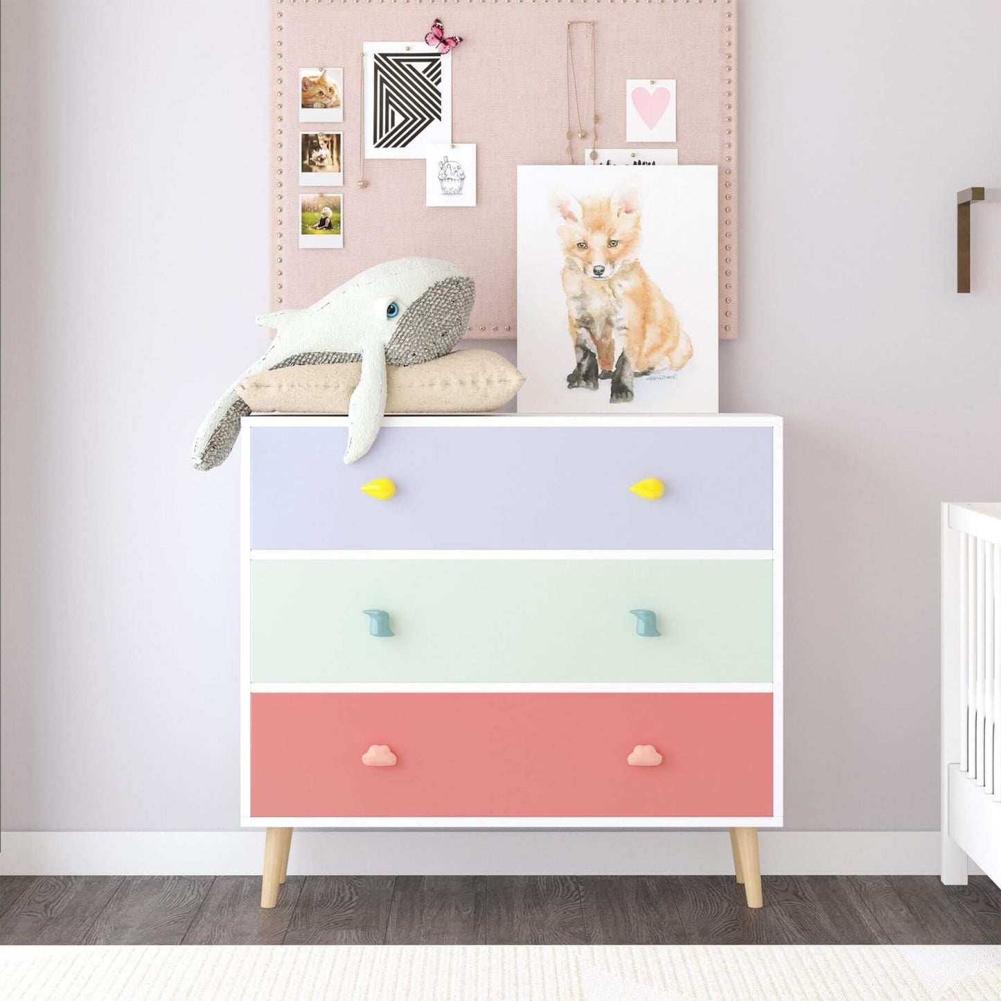 MOONRIVER Kids 3 Drawer Dresser in a child's room