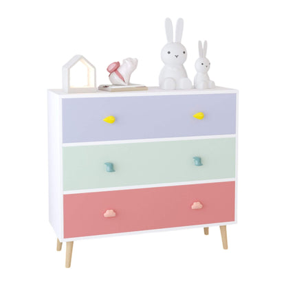 MOONRIVER Kids 3 Drawer Dresser and decorative items on top