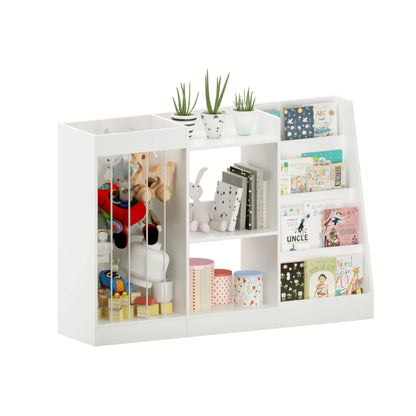 MOONRIVER 3-Tier Montessori Bookcase - White with toys and books on a white background