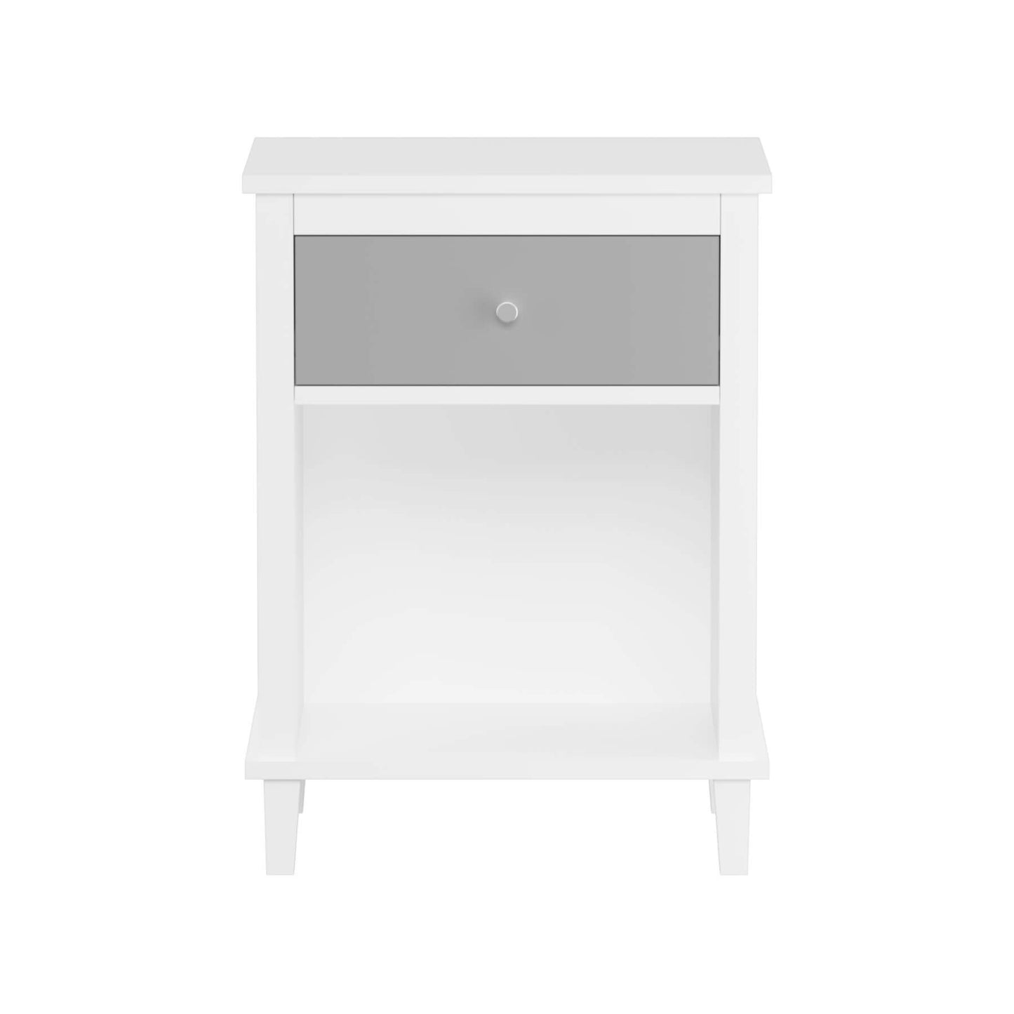 MOONRIVER Wooden Nightstand with One Drawer - White+Gray