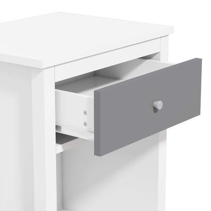 MOONRIVER Wooden Nightstand with One Drawer - White+Gray