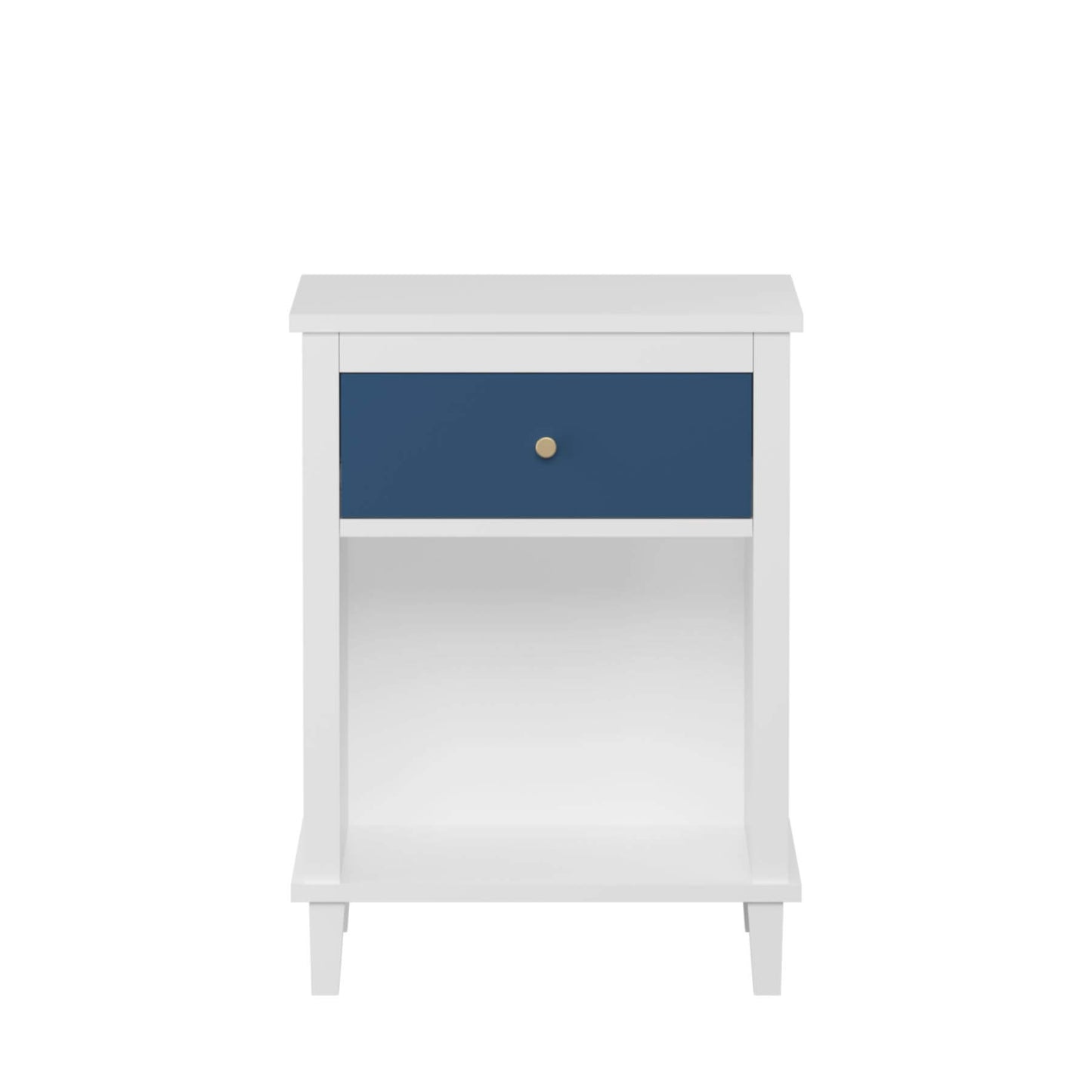 MOONRIVER Golden Handle Wooden Nightstand - White & Navy