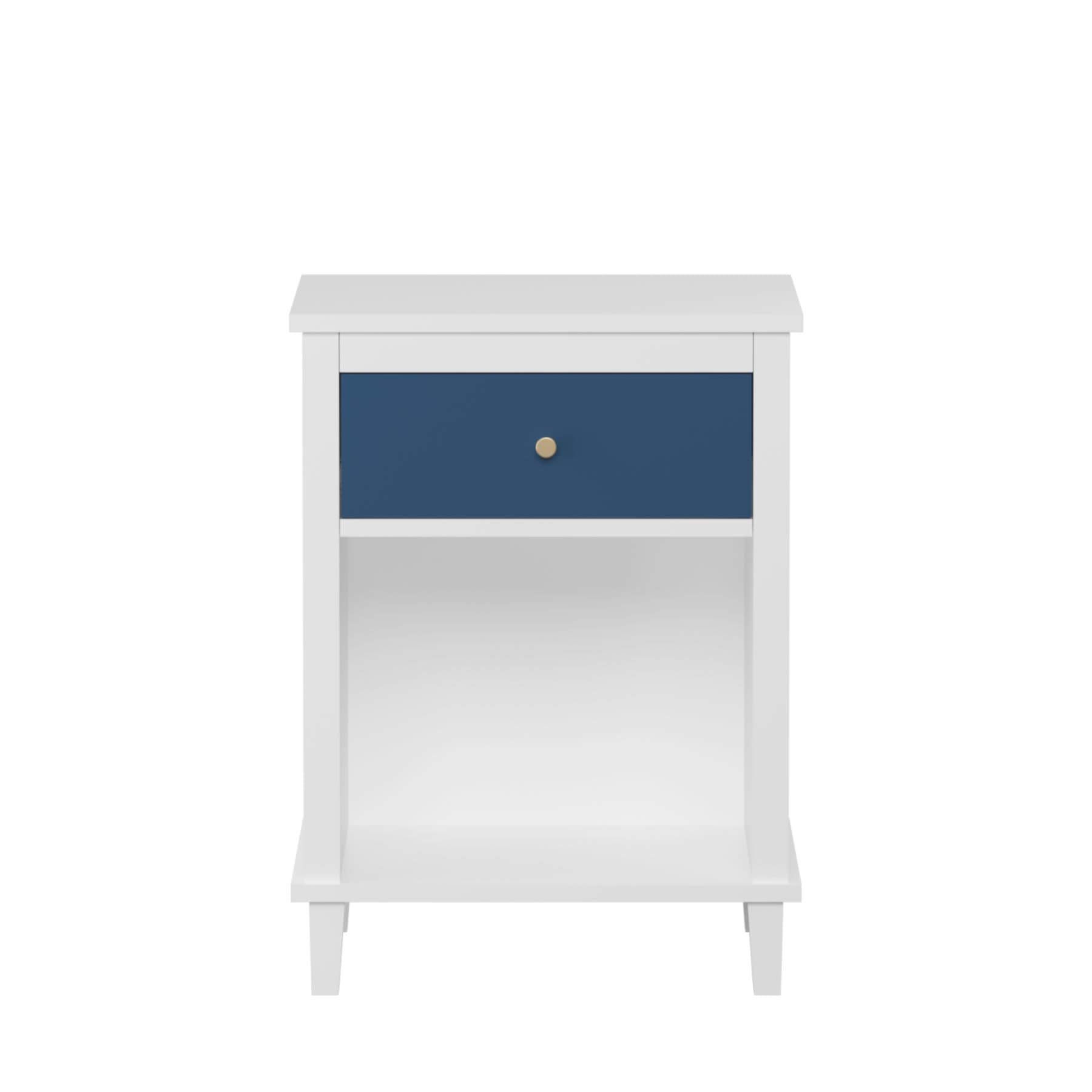 MOONRIVER Golden Handle Wooden Nightstand - White & Navy