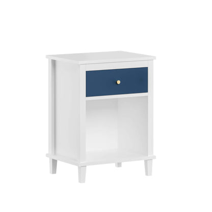 MOONRIVER Golden Handle Wooden Nightstand - White & Navy