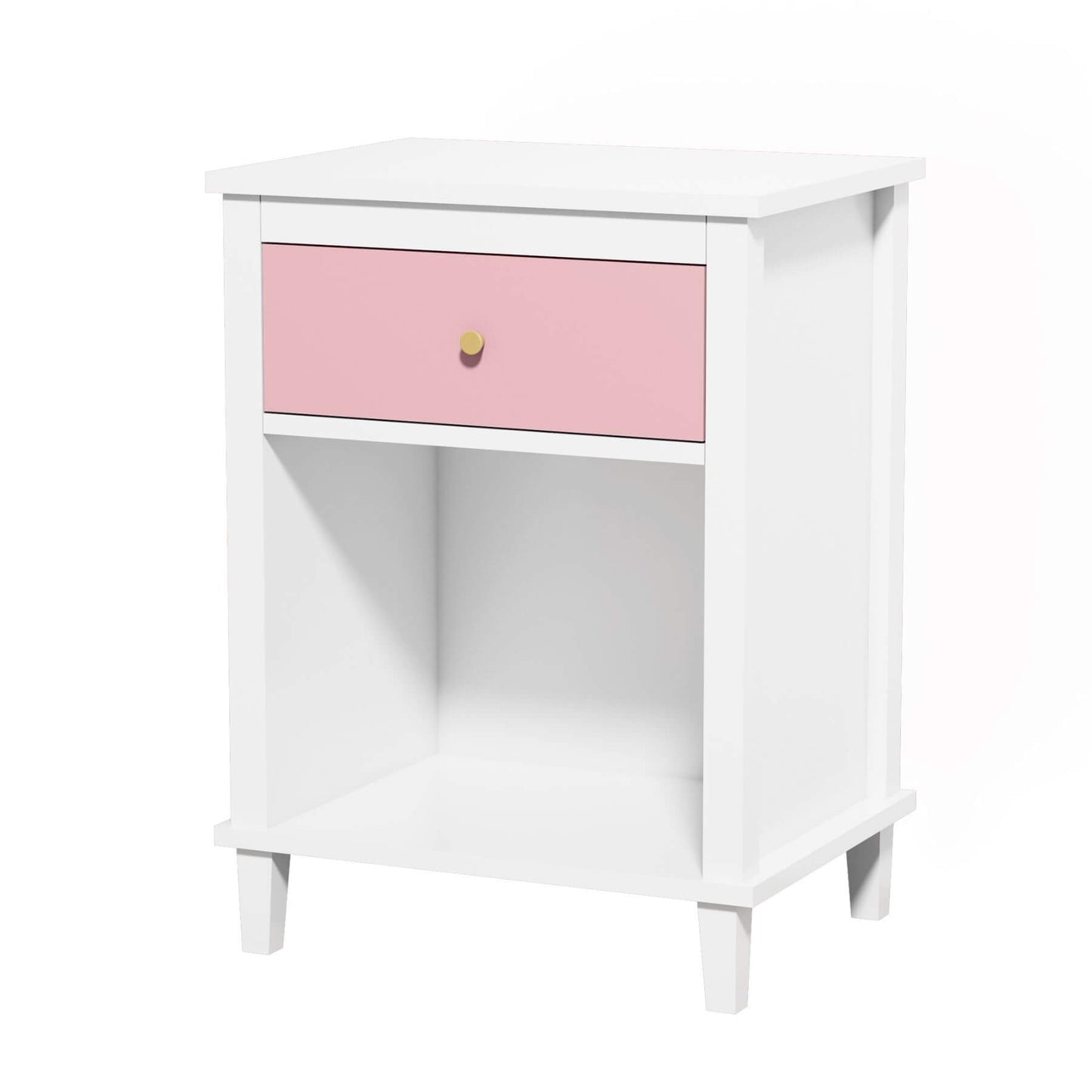 MOONRIVER Golden Handle Wooden Nightstand - Pink