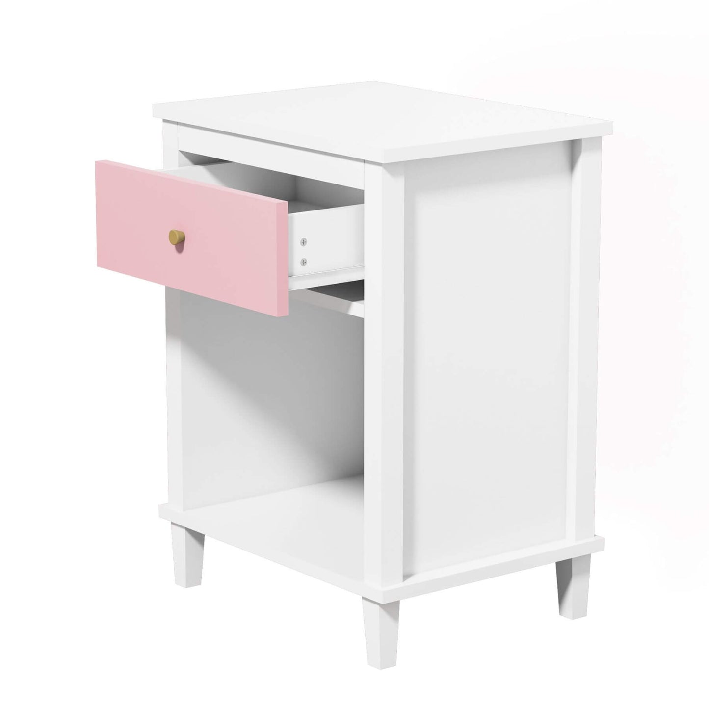 MOONRIVER Golden Handle Wooden Nightstand - Pink