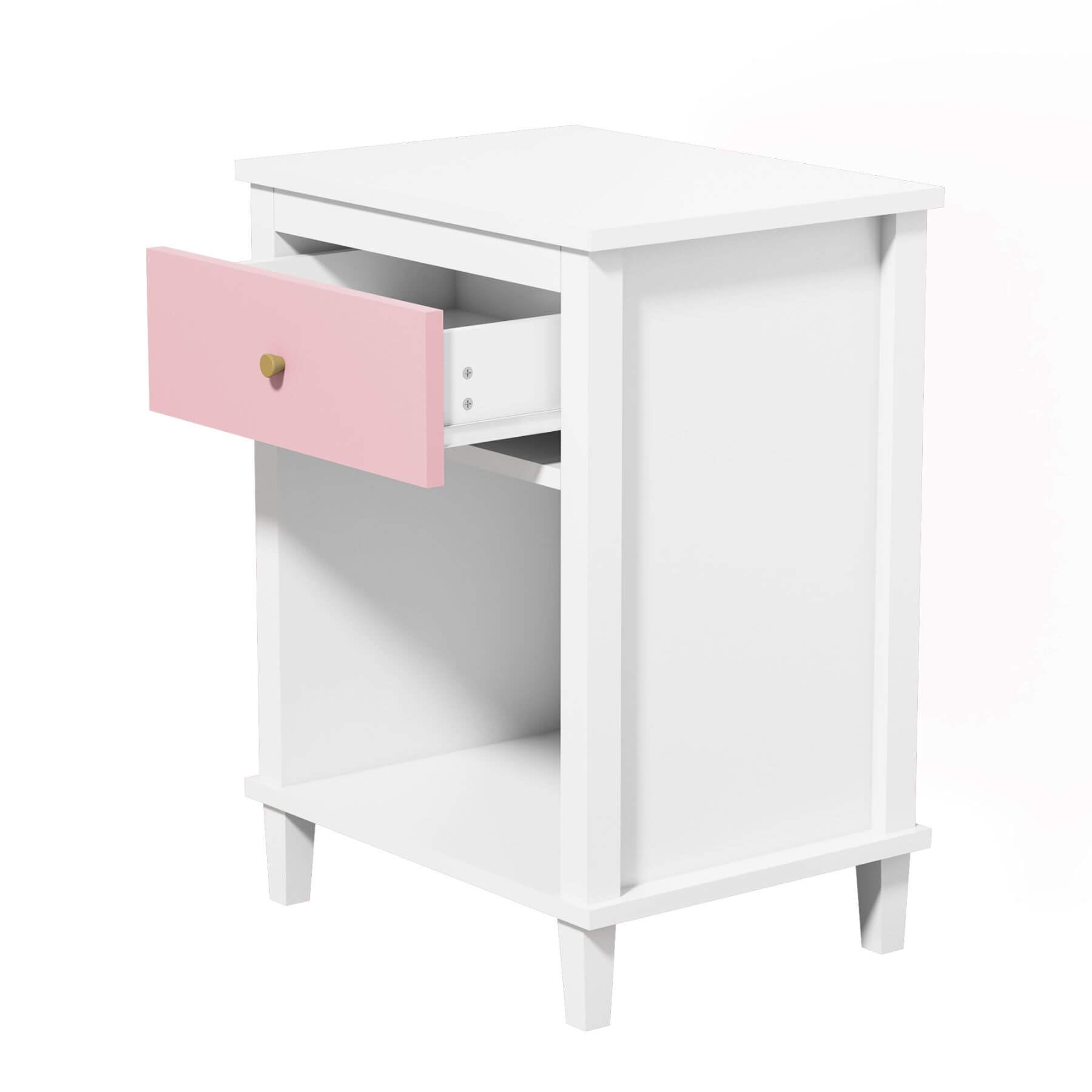 MOONRIVER Golden Handle Wooden Nightstand - Pink