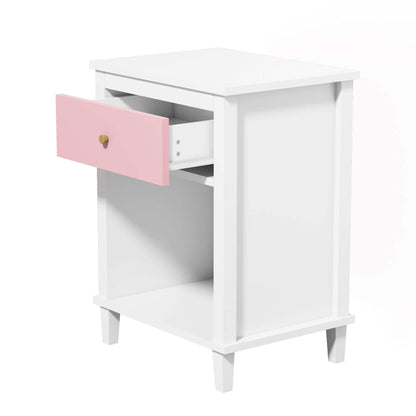 MOONRIVER Golden Handle Wooden Nightstand - Pink