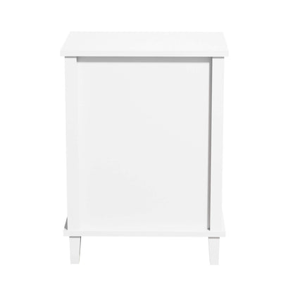 Back view of MOONRIVER Golden Handle Wooden Nightstand - Pink