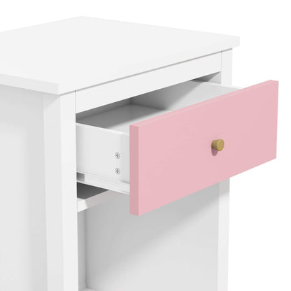 Close-up of MOONRIVER Golden Handle Wooden Nightstand - Pink