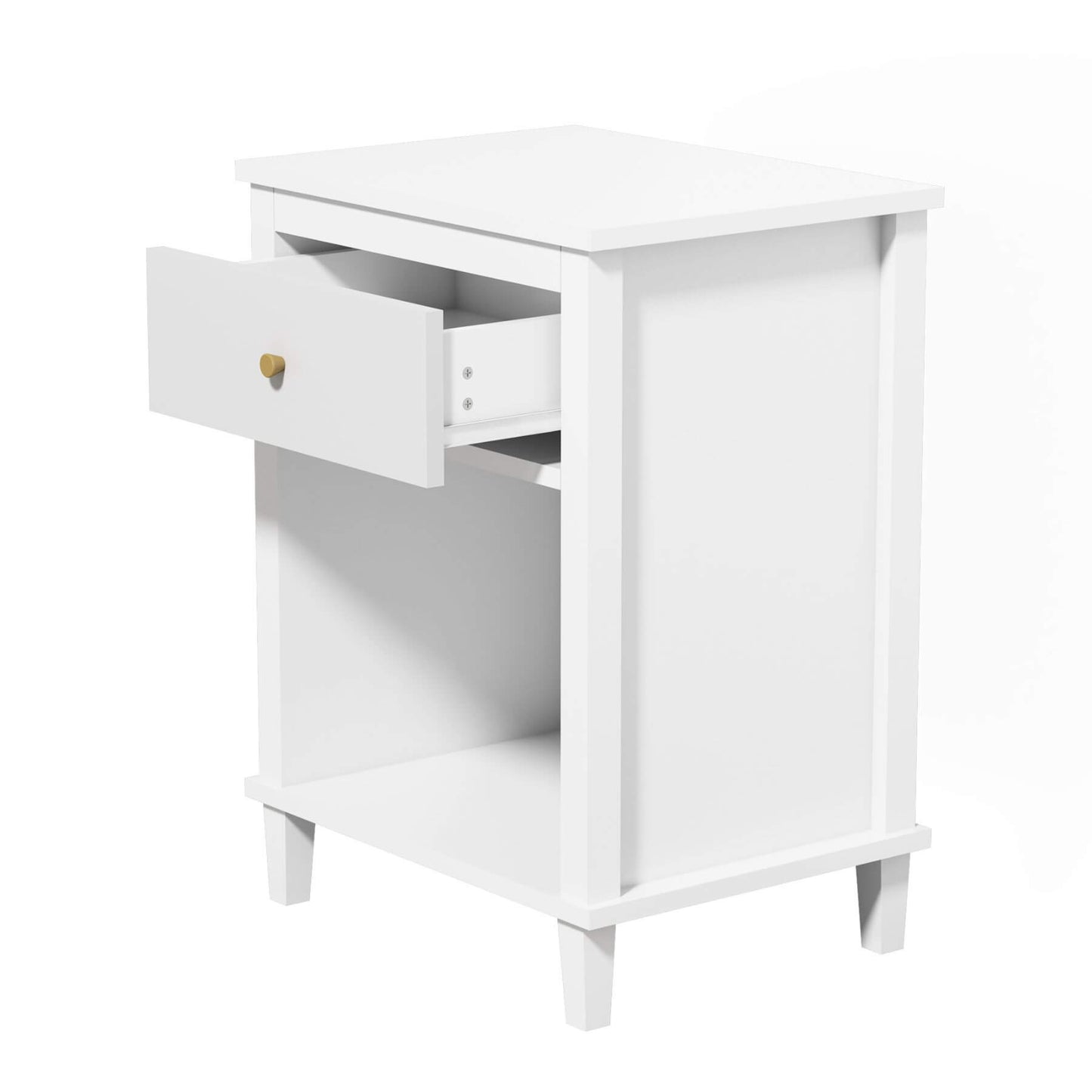 MOONRIVER Golden Handle Wooden Nightstand - White