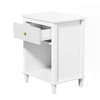 MOONRIVER Golden Handle Wooden Nightstand - White