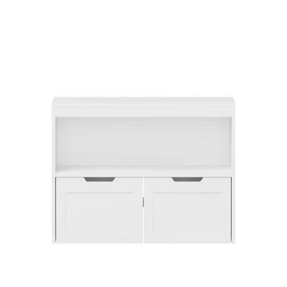 MOONRIVER White Book Organizer with Large Drawers and Open Shelves