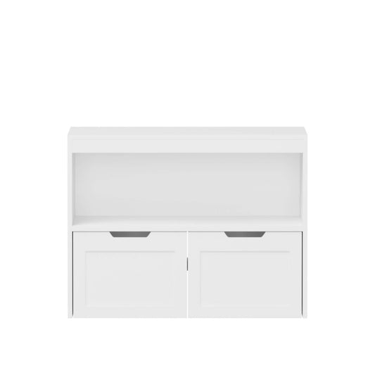 MOONRIVER White Book Organizer with Large Drawers and Open Shelves