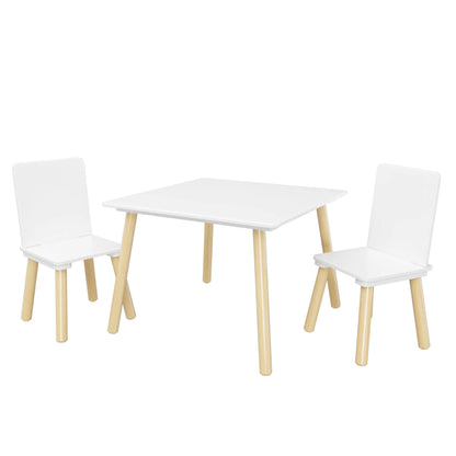 MOONRIVER Wooden Kids Table and 2 Chairs Set - White