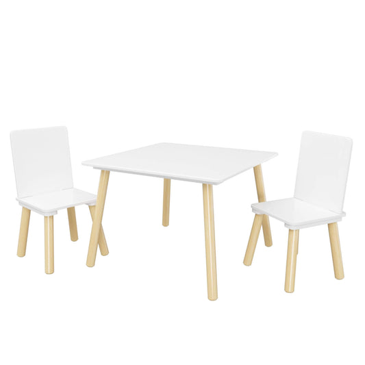 MOONRIVER Wooden Kids Table and 2 Chairs Set - White