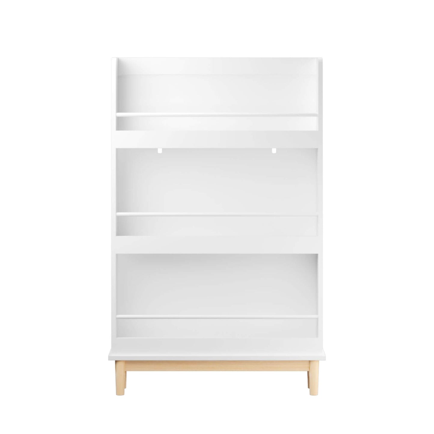 MOONRIVER Modern White Wall-Mounted Kids Bookshelf with Natural Wood Base