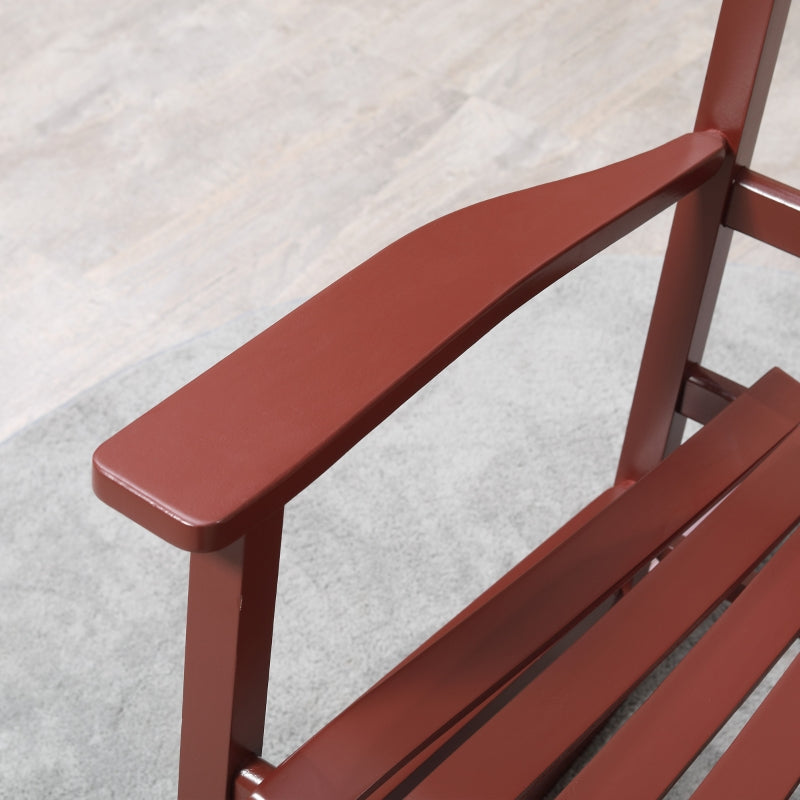 Detail of Outsunny Indoor/Outdoor Nursery Wooden Rocking Chair in Wine Red