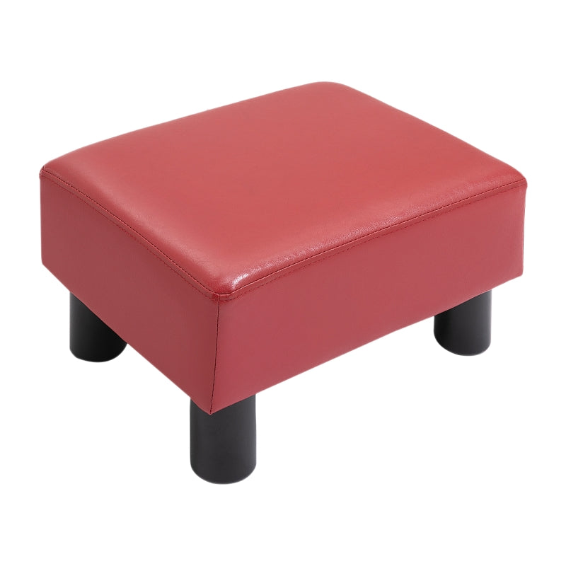 HOMCOM Red Faux Leather Ottoman - Modern Footrest with Black Legs