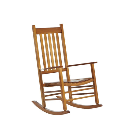 Outsunny Indoor/Outdoor Nursery Rocking Chair in Natural | Slatted for Indoor, Backyard & Patio