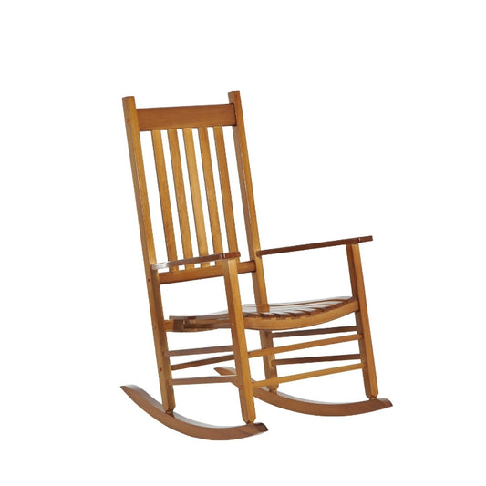 Outsunny Indoor/Outdoor Nursery Rocking Chair in Natural | Slatted for Indoor, Backyard & Patio