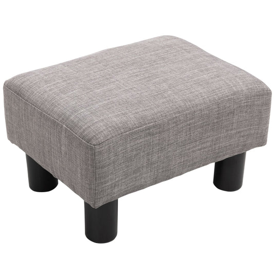 HOMCOM 16" Cube Linen Fabric Pouf Ottoman - Gray | Modern Footrest