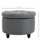 HOMCOM Round Grey Storage Stool | Button Tufted | Nursery & Multi-Use