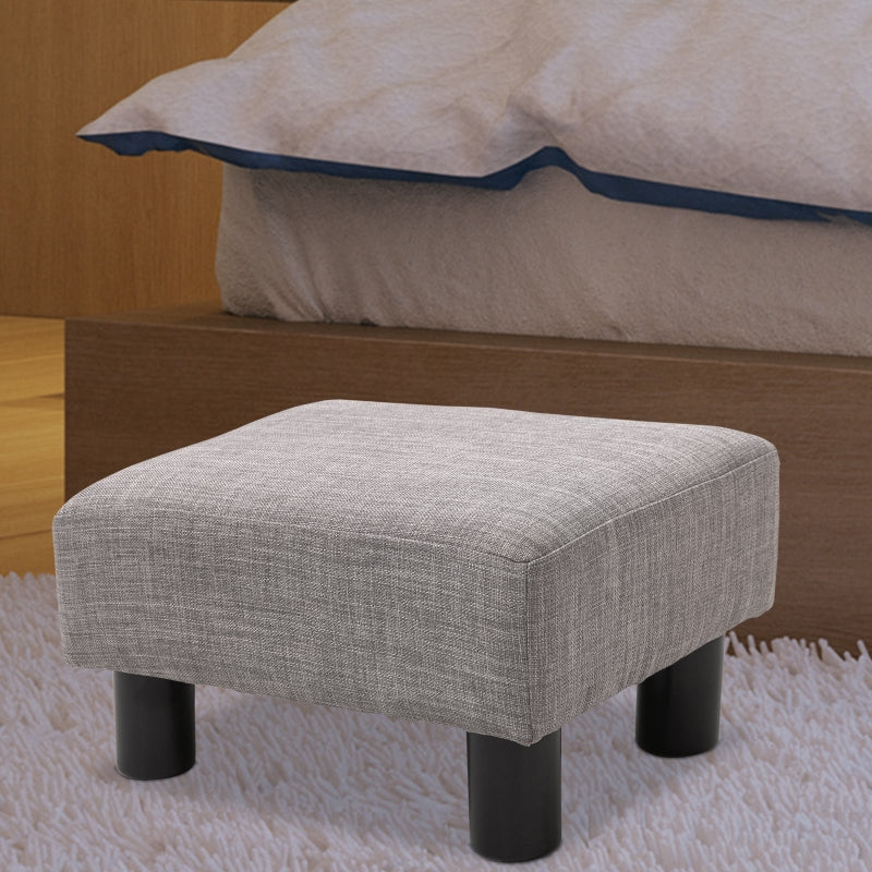 HOMCOM 16" Cube Linen Fabric Pouf Ottoman - Gray | Modern Footrest