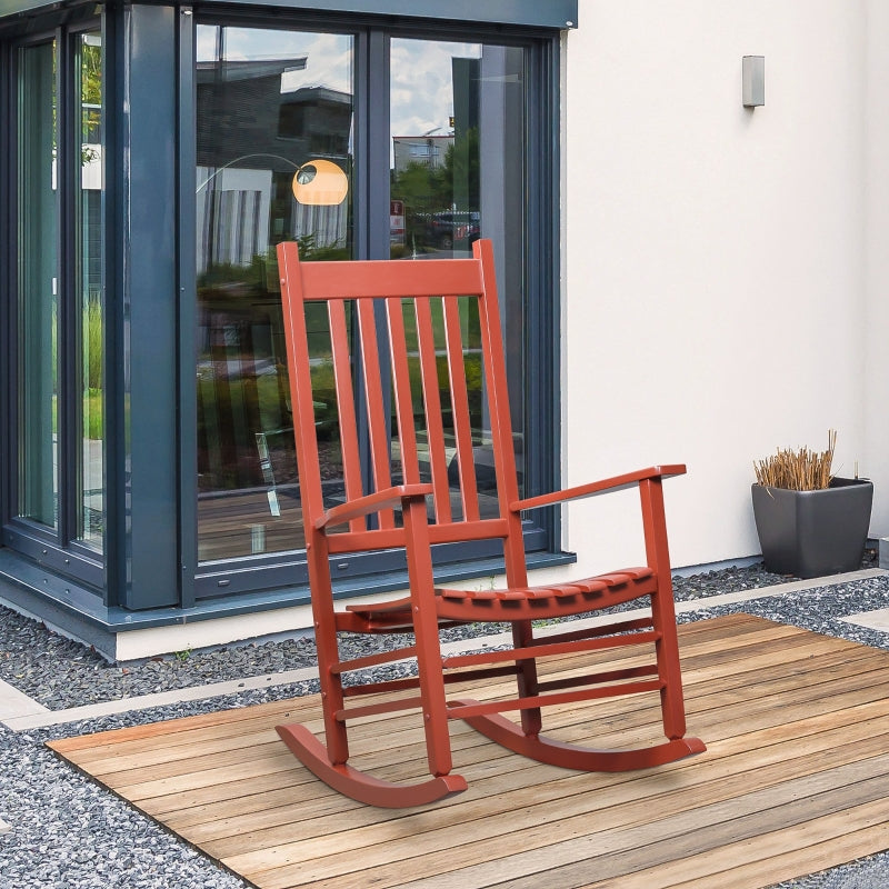 Outsunny Indoor/Outdoor Nursery Wooden Rocking Chair in Wine Red