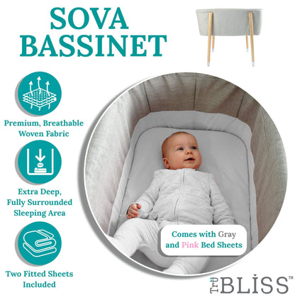Baby Sleeping in TruBliss SOVA Bassinet Grey
