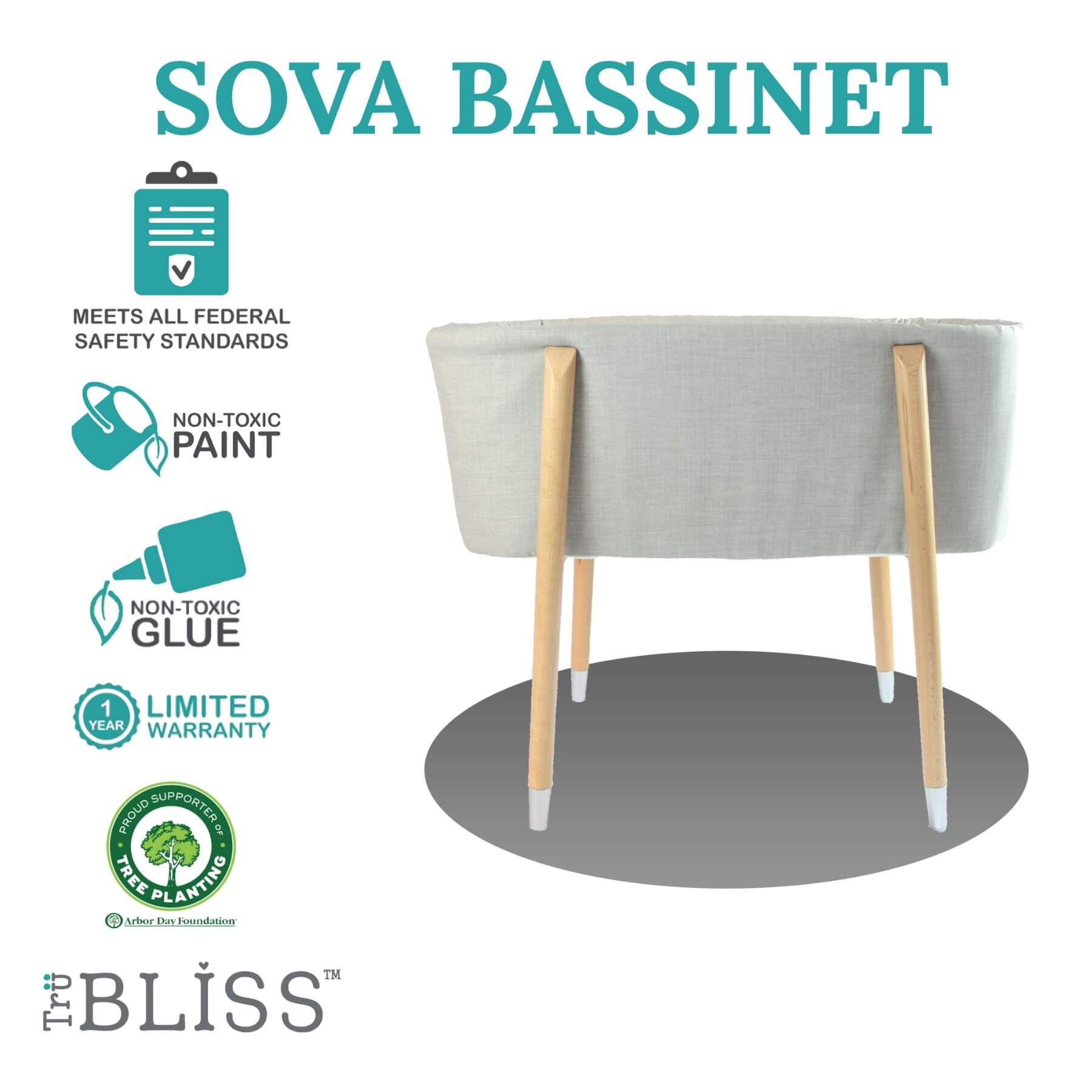 TruBliss SOVA Bassinet Grey