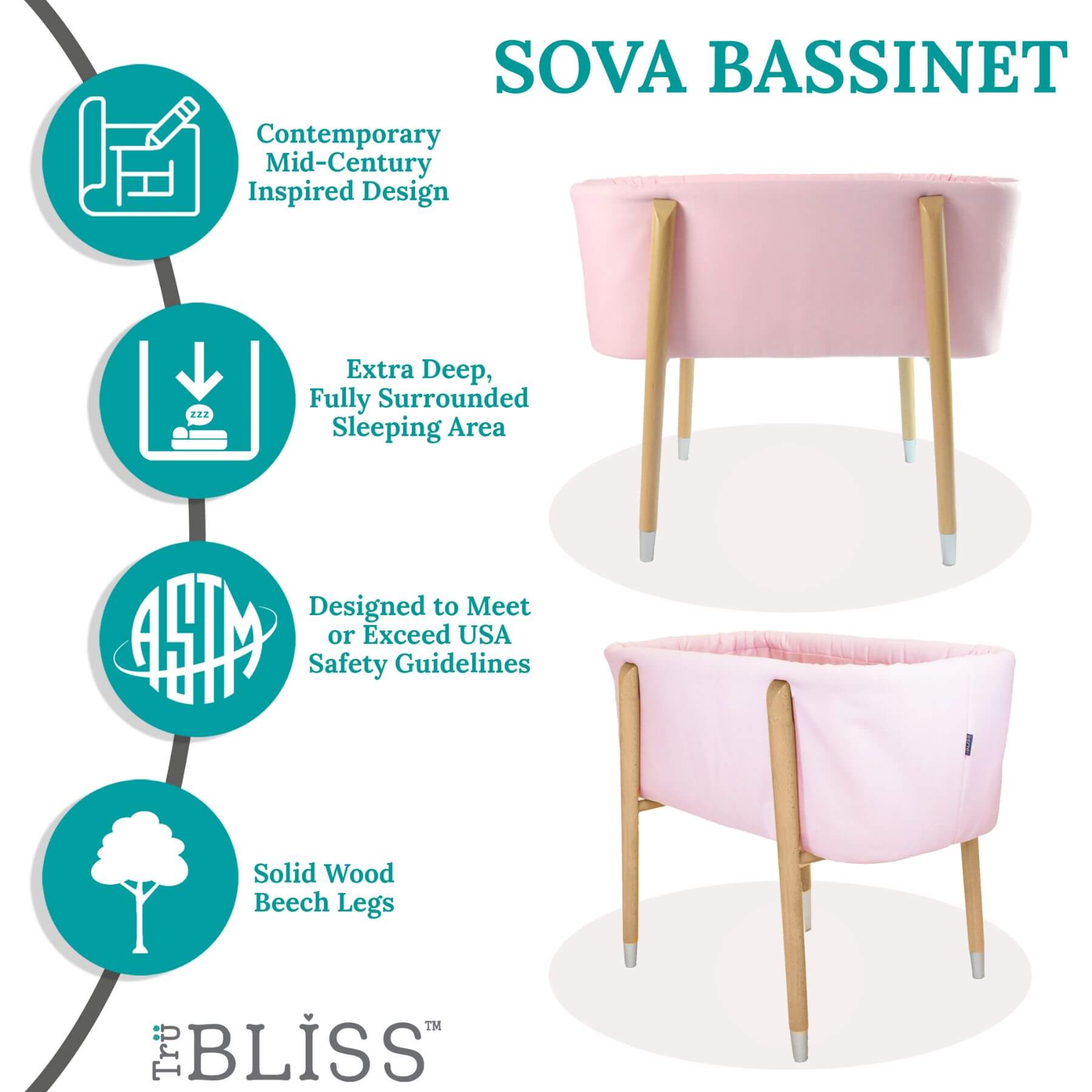 TruBliss SOVA Bassinet Pink