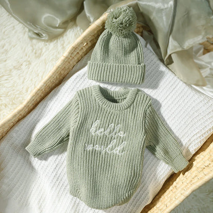 RYAN AND REMI Newborn Hello World Knitted Bodysuit Set