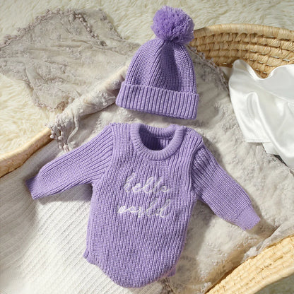 RYAN AND REMI Newborn Hello World Knitted Bodysuit Set