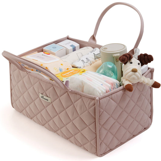 Sunveno Quilted Diaper Caddy Organizer - Brown