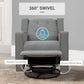 HOMCOM Nursery Recliner | Grey Linen Swivel Glider