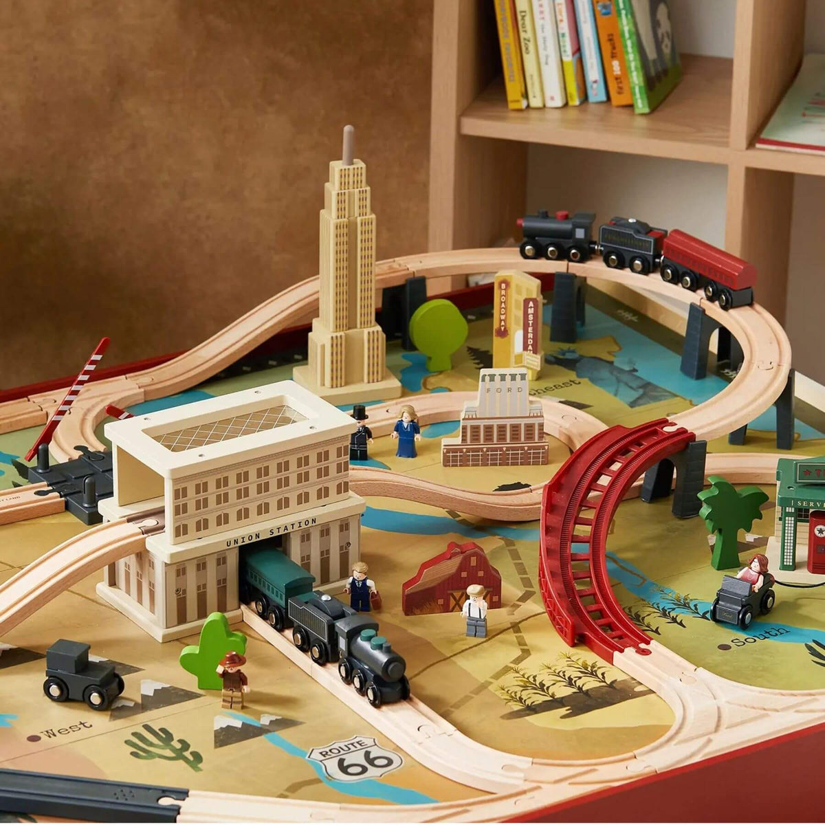 Close-up of Tiny Land® 1920 Railway Adventure Train Table