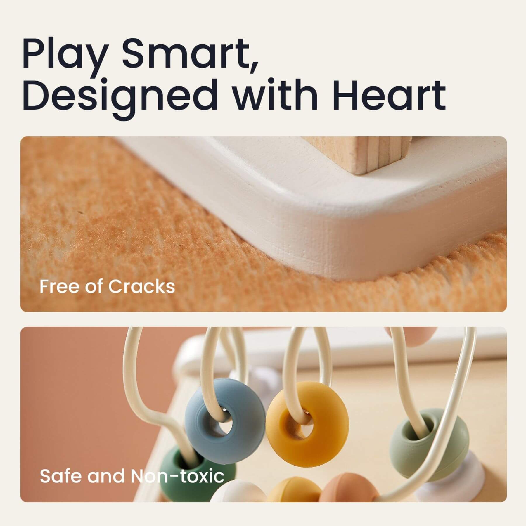 Product with text 'Play Smart, Designed with Heart' on a white background